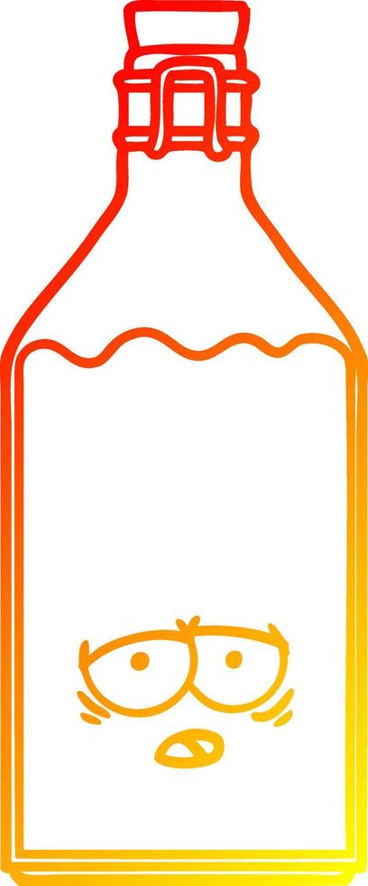 warm gradient line drawing cartoon old milk bottle vector