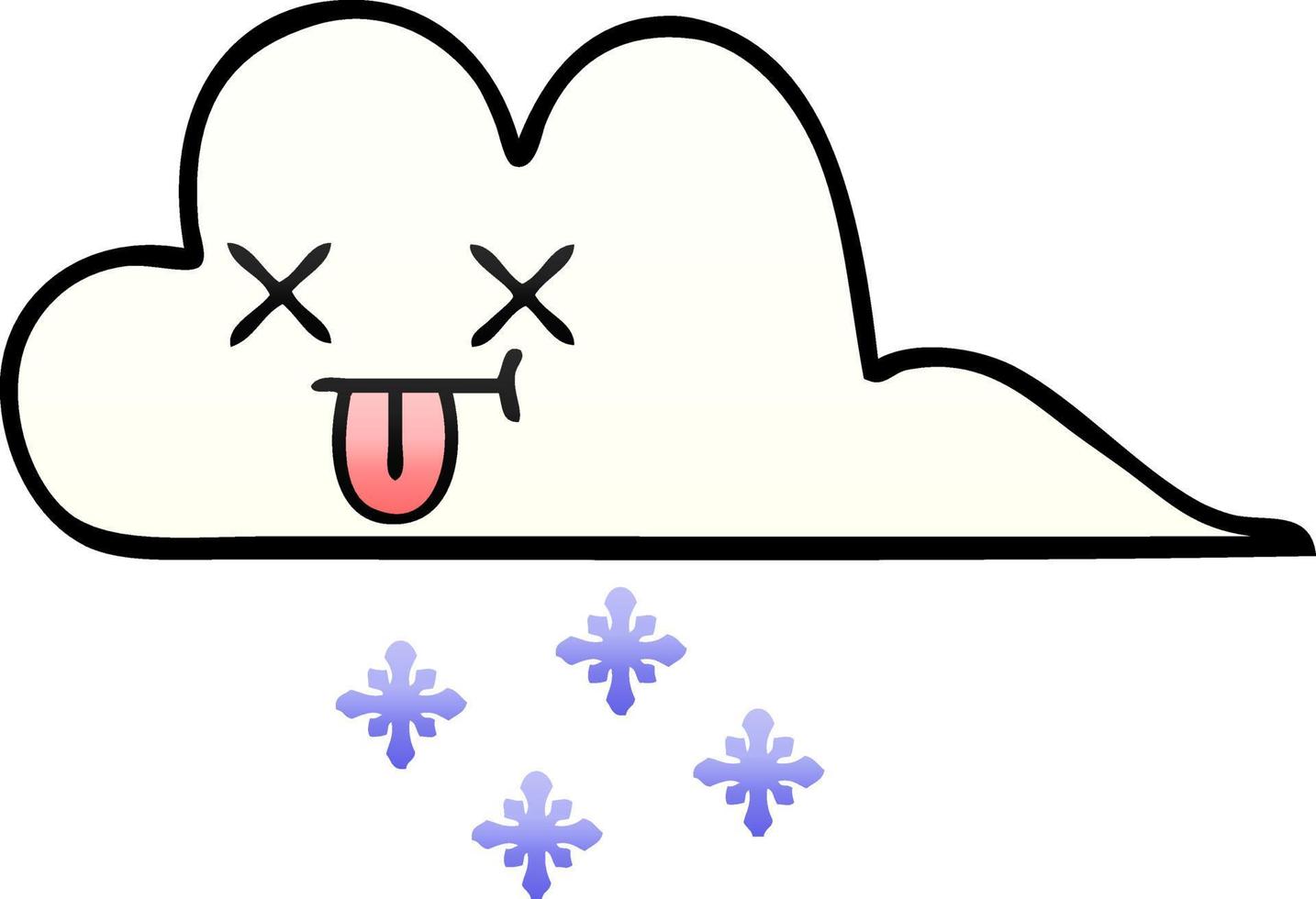 nube de nieve de dibujos animados sombreado degradado vector