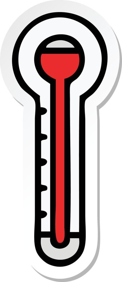 sticker of a cute cartoon glass thermometer vector