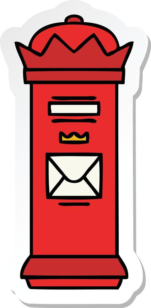 sticker of a cute cartoon british post box vector