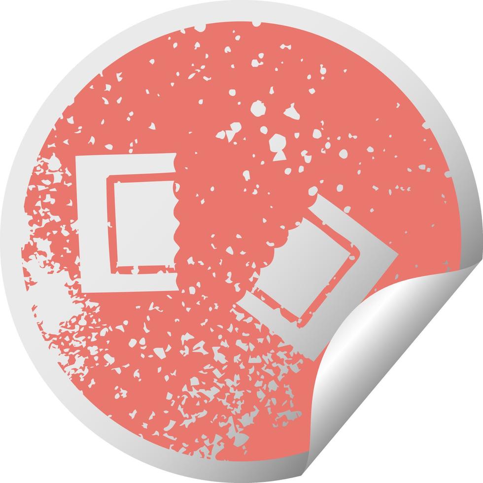 distressed circular peeling sticker symbol cinema ticket vector