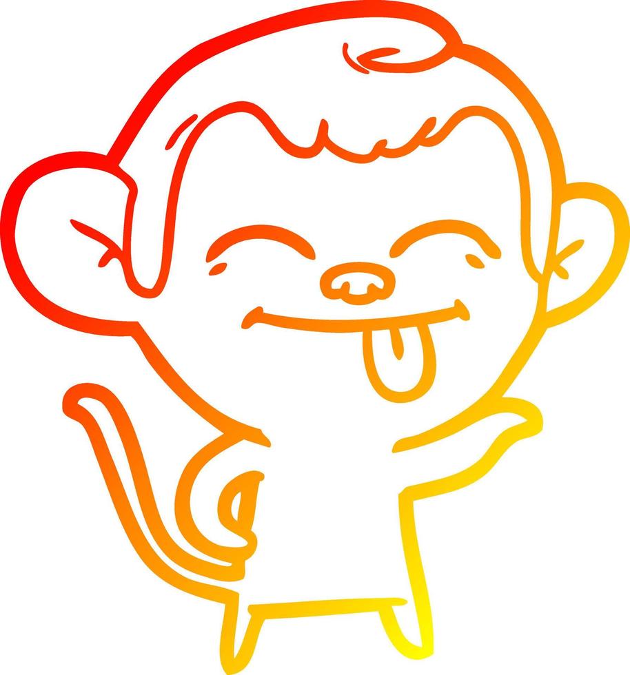 warm gradient line drawing funny cartoon monkey vector
