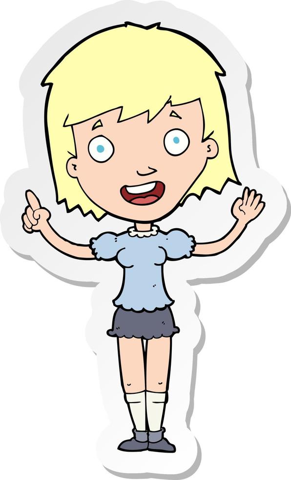 sticker of a cartoon woman pointing vector