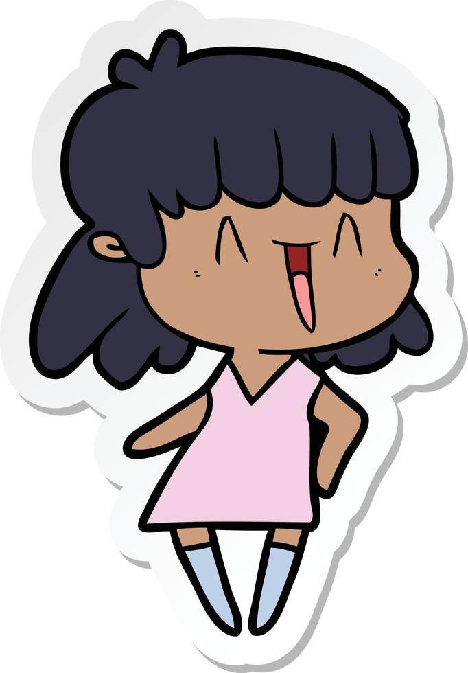 sticker of a cartoon woman vector