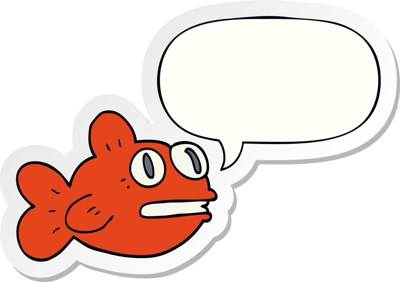 cartoon fish and speech bubble sticker vector