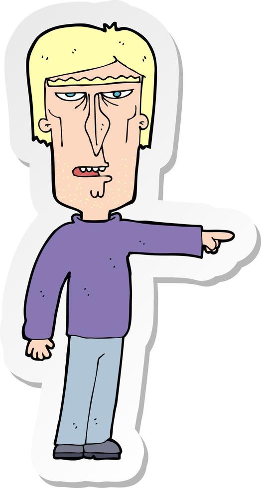 sticker of a cartoon pointing man vector