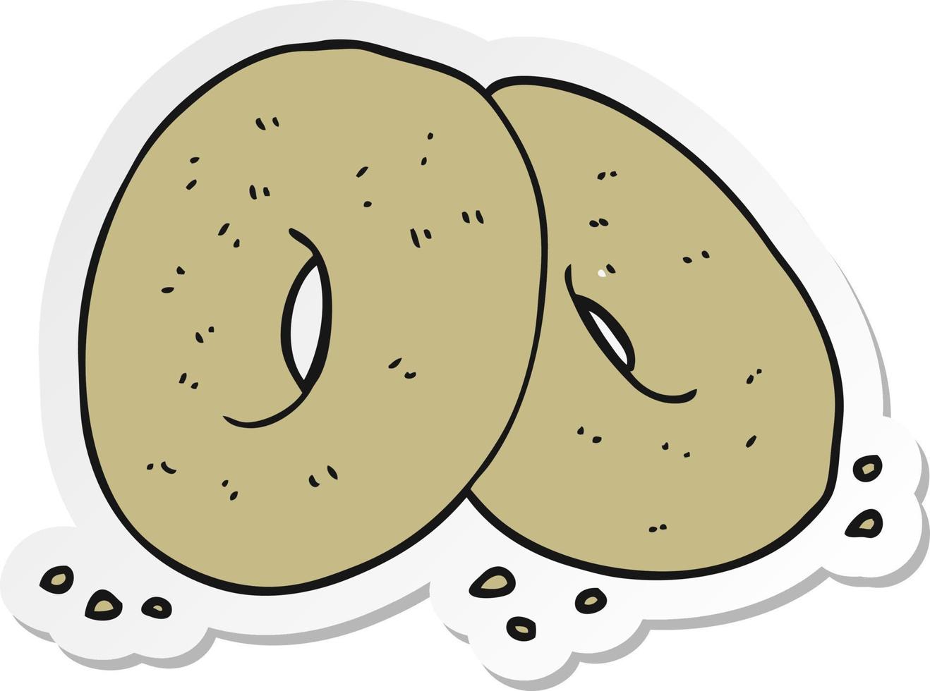 sticker of a cartoon bagels vector