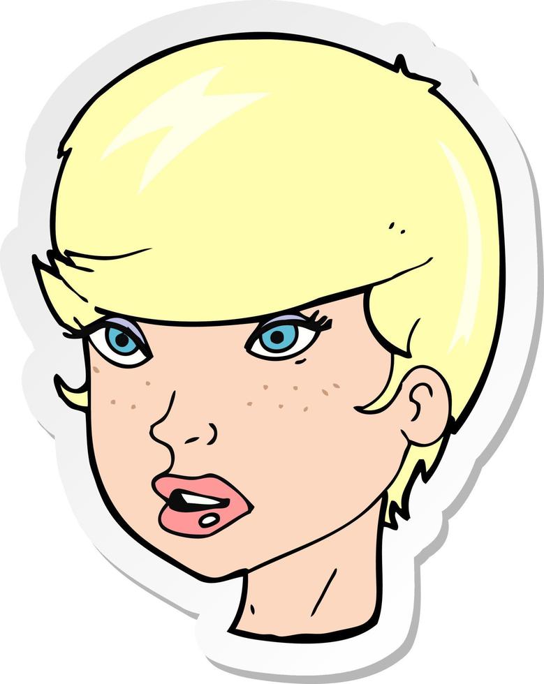 sticker of a cartoon pretty female face vector