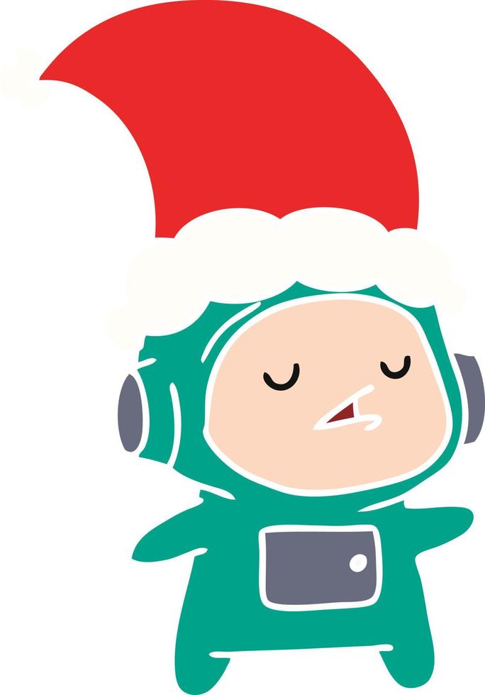 christmas cartoon of kawaii astronaut vector