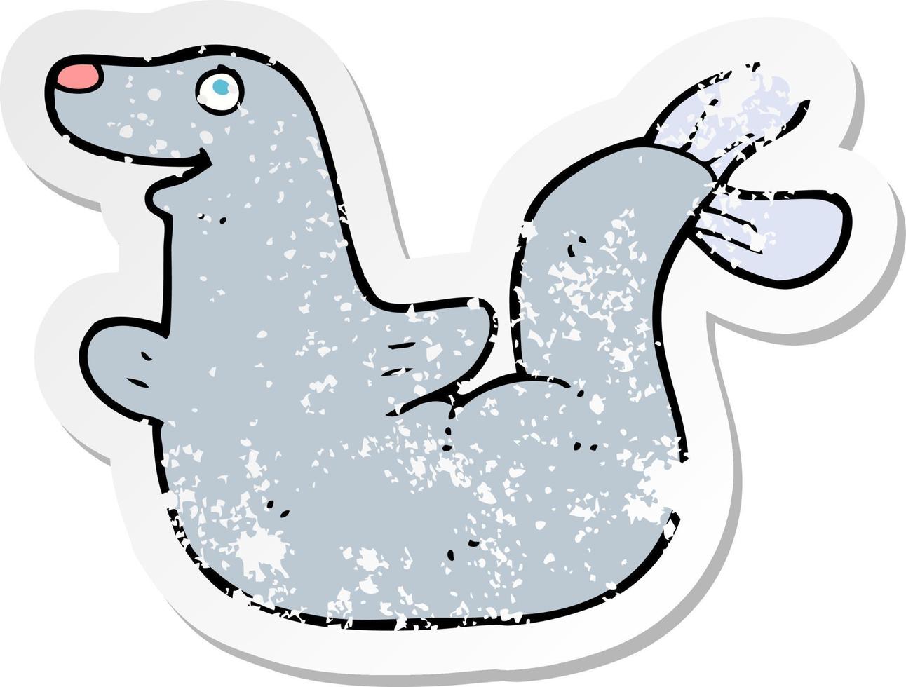 retro distressed sticker of a cartoon seal vector