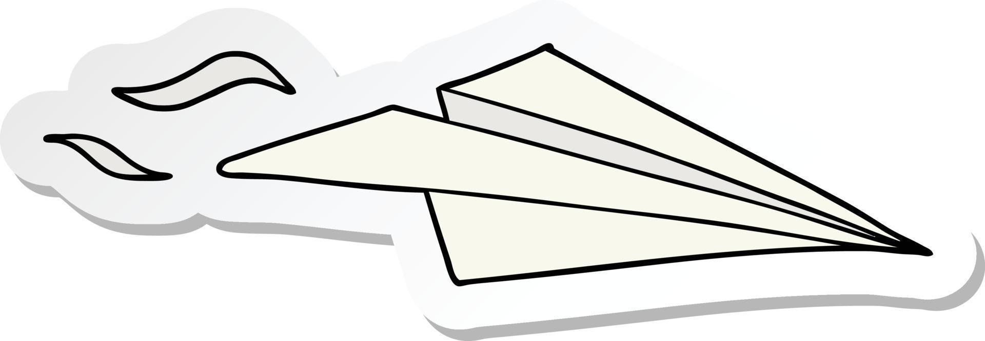 sticker of a cartoon paper airplane vector