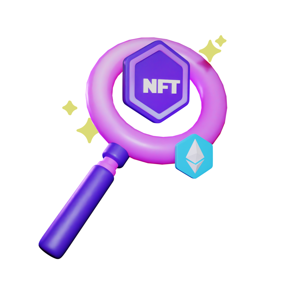 3d förstora nft png illustration