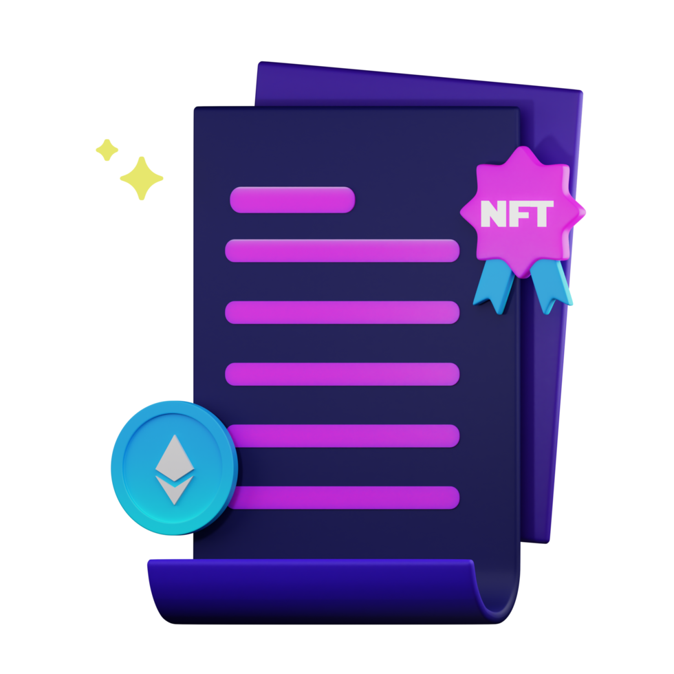 3D Certificate NFT PNG Illustration