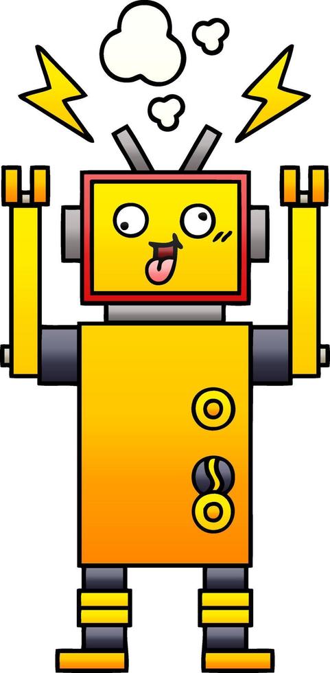 gradient shaded cartoon malfunctioning robot vector