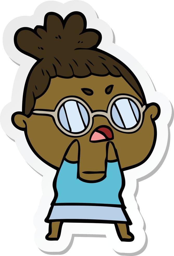 sticker of a cartoon annoyed woman vector