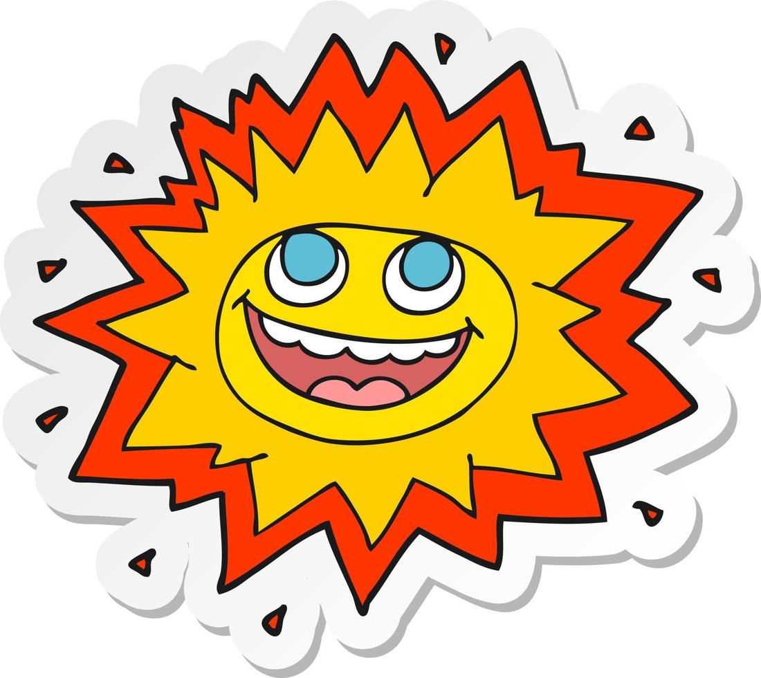 sticker of a happy cartoon sun vector