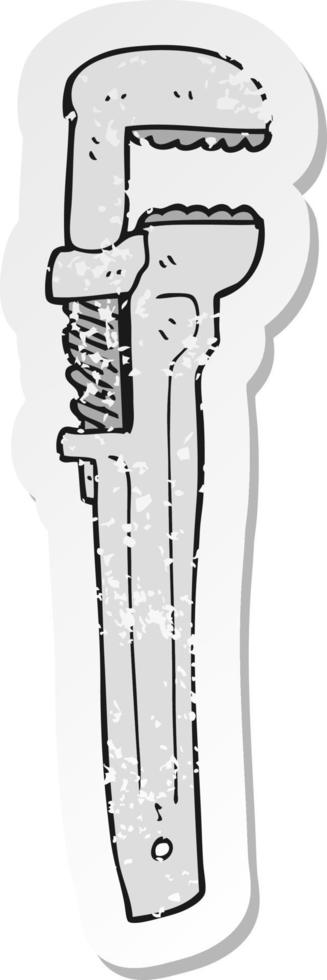 retro distressed sticker of a cartoon adjustable wrench vector