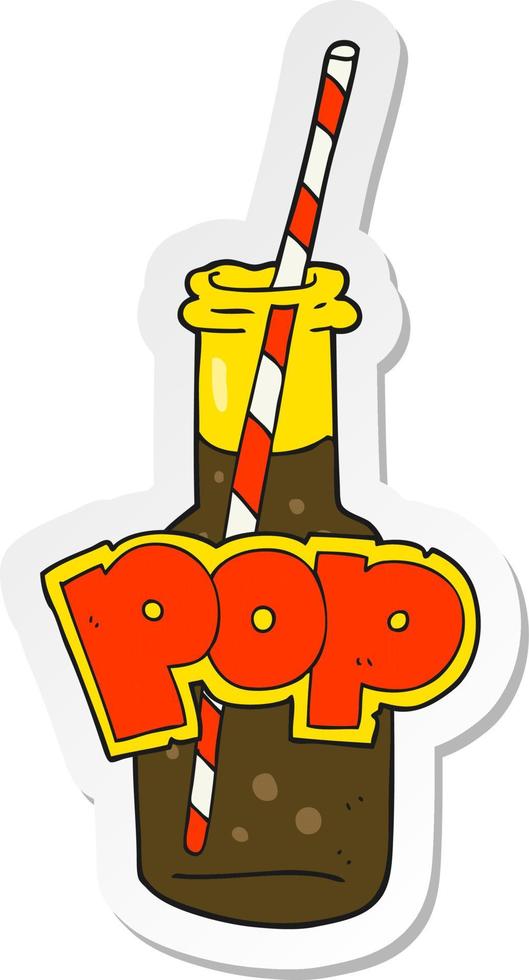 sticker of a cartoon fizzy drink bottle vector