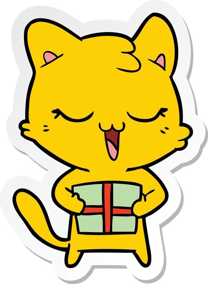 sticker of a happy cartoon cat vector
