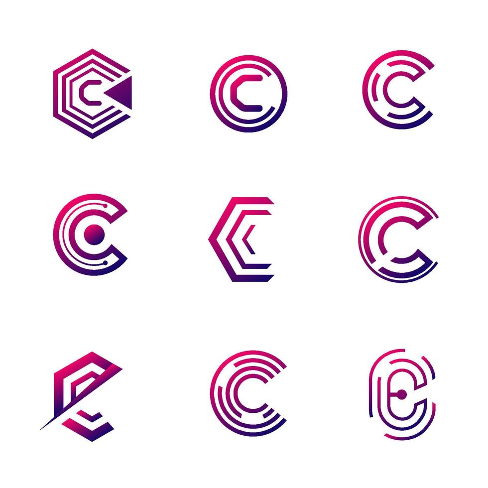 C Icon Set Collection vector