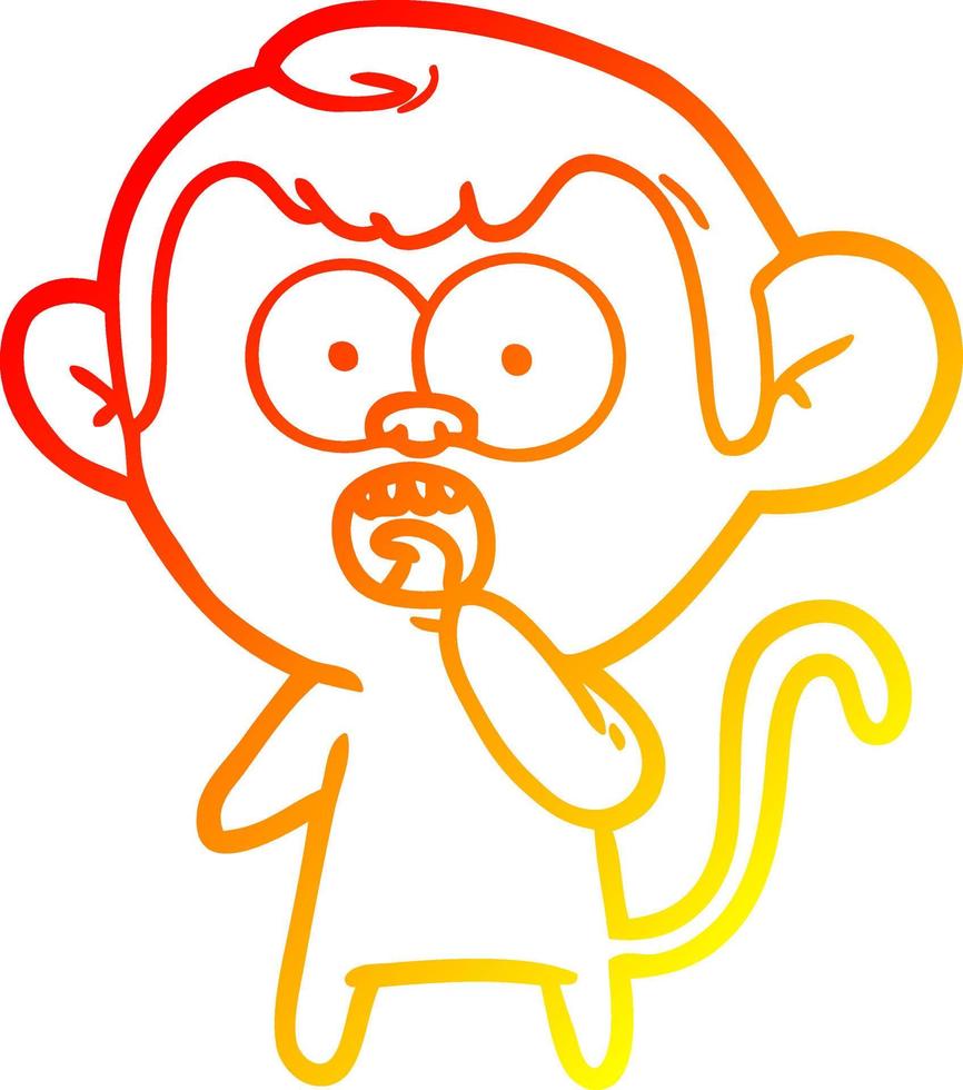 warm gradient line drawing cartoon shocked monkey vector