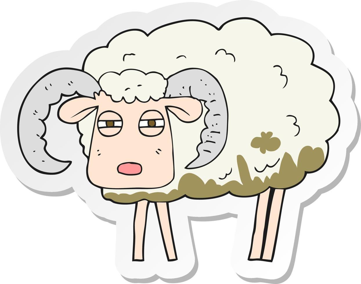 sticker of a cartoon ram covered in mud vector