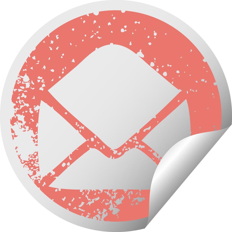 distressed circular peeling sticker symbol paper envelope vector