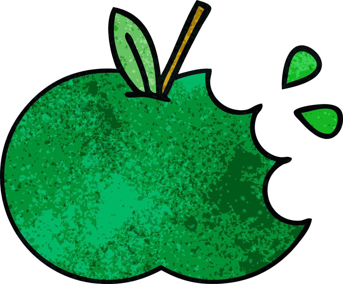 retro grunge texture cartoon juicy apple vector