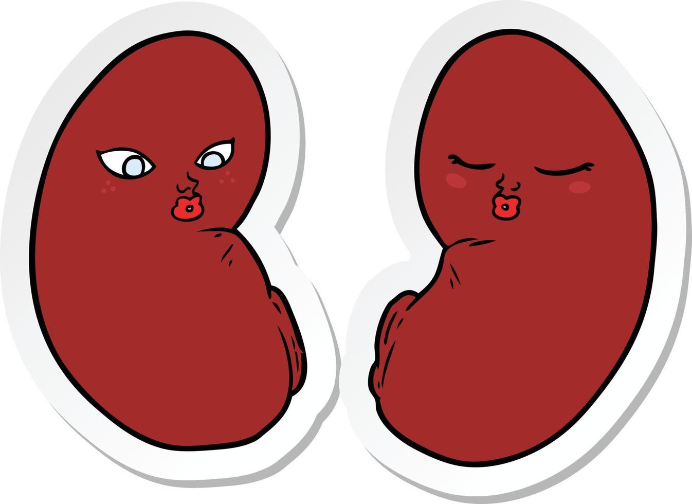 sticker of a cartoon kidneys vector