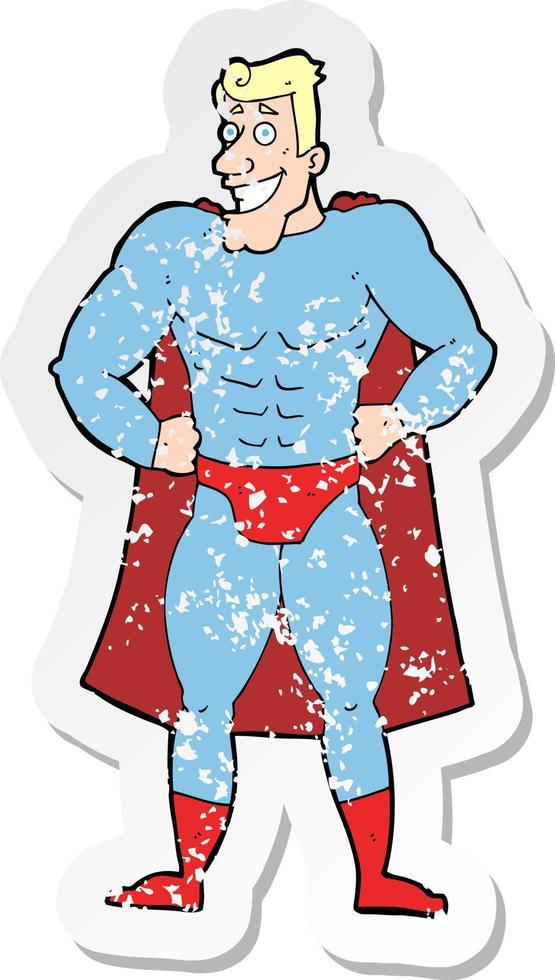 retro distressed sticker of a cartoon superhero vector