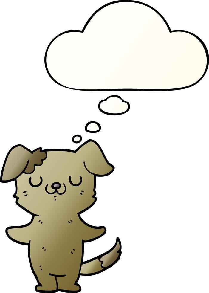 cartoon puppy and thought bubble in smooth gradient style vector