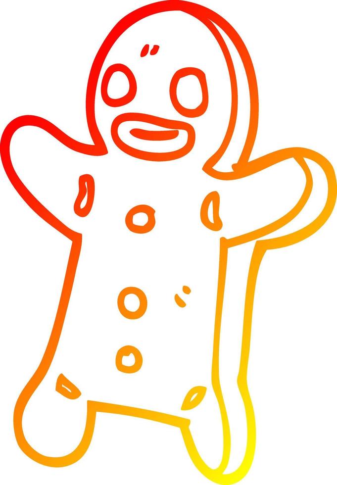 warm gradient line drawing cartoon gingerbread man vector
