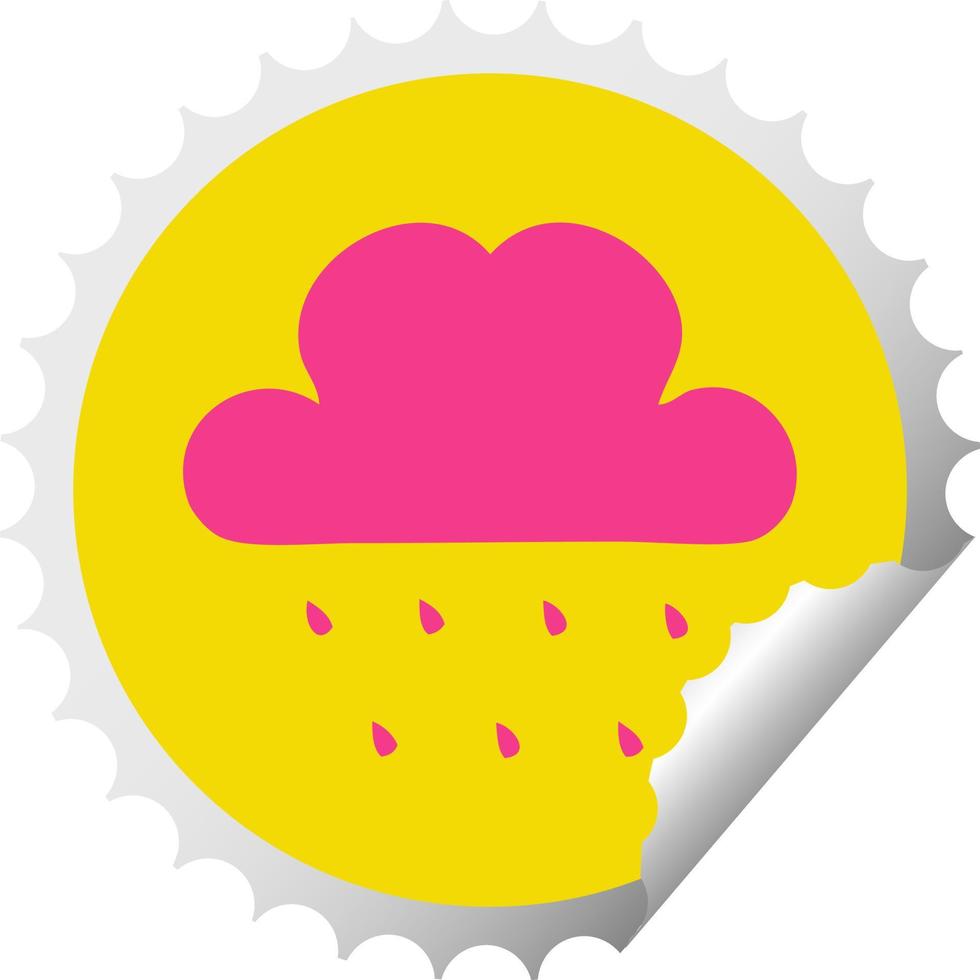 circular peeling sticker cartoon rain cloud vector