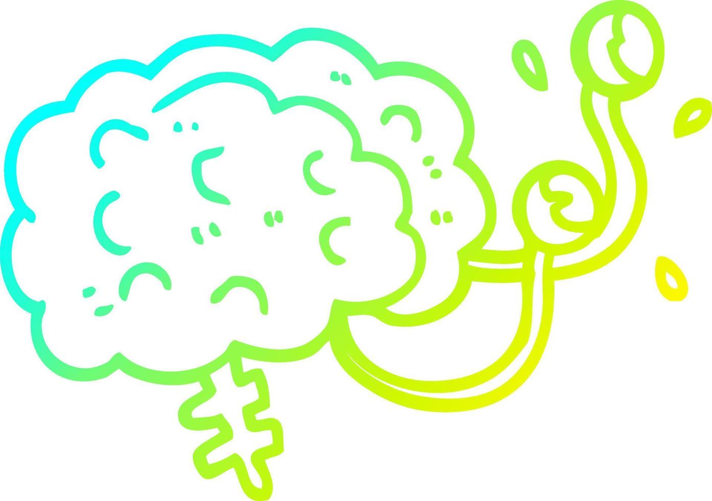 cold gradient line drawing cartoon monster brain vector