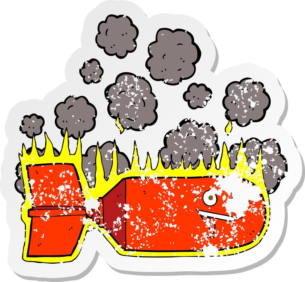 retro distressed sticker of a cartoon falling bomb vector