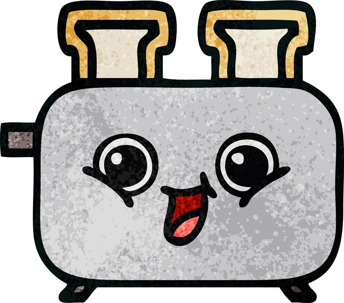 retro grunge texture cartoon of a toaster vector