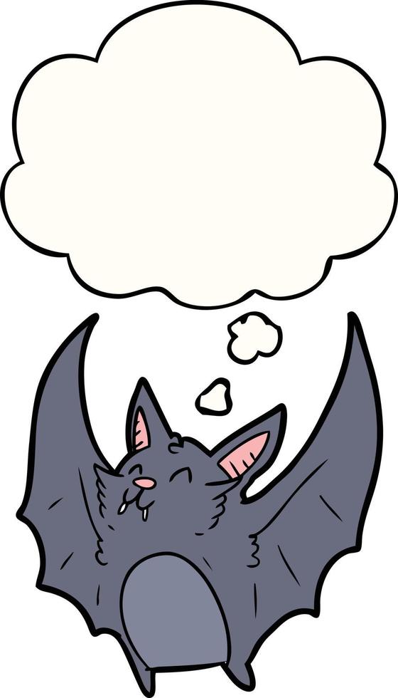 cartoon halloween bat and thought bubble vector