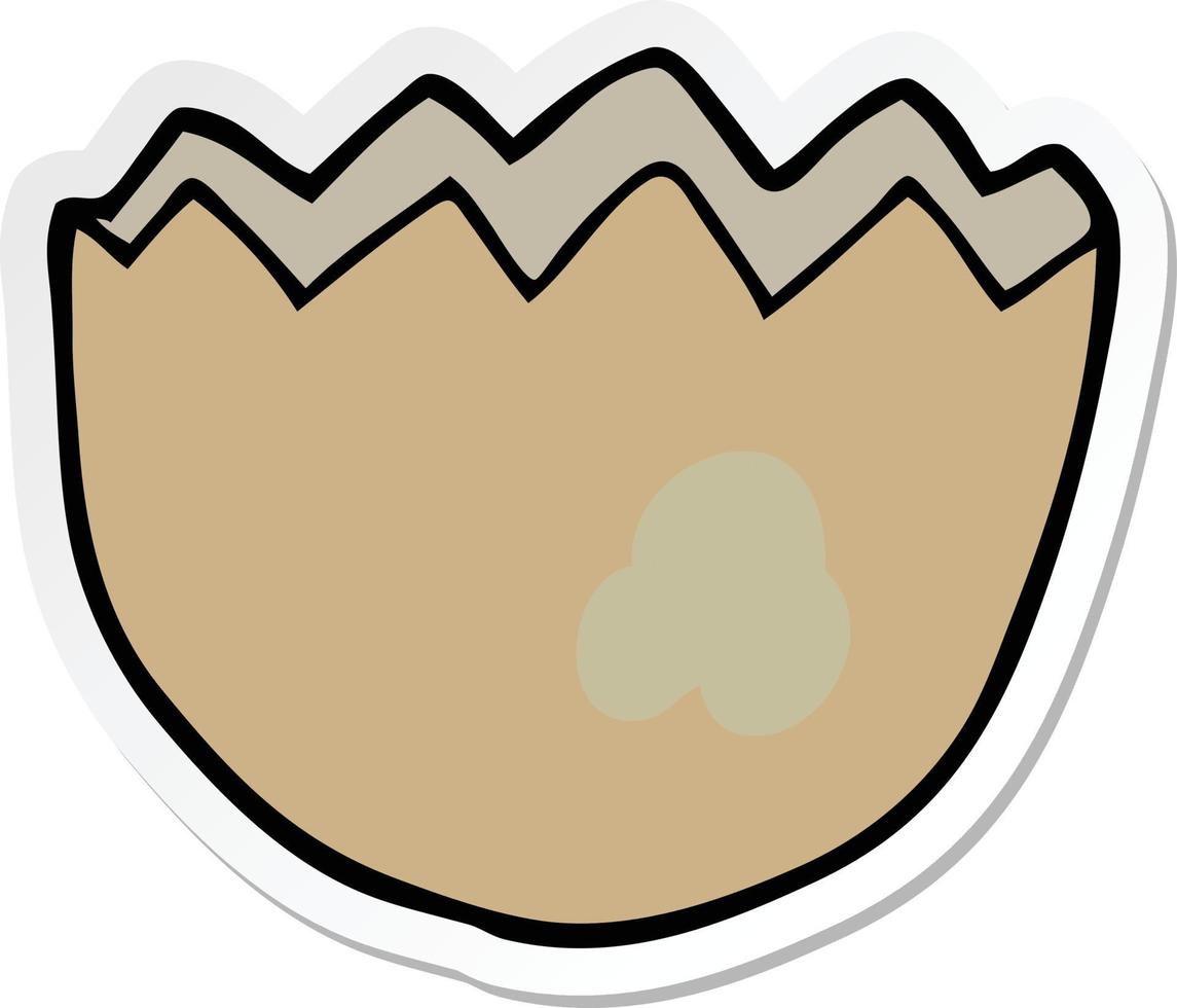 sticker of a cartoon cracked eggshell vector