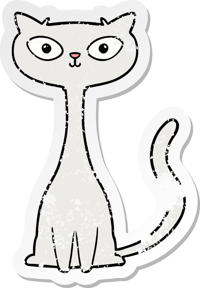 distressed sticker of a cartoon cat vector