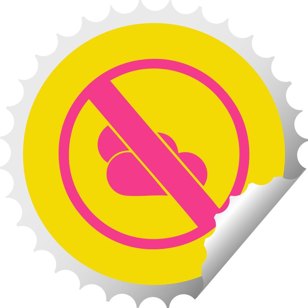 circular peeling sticker cartoon no sunny spells allowed sign vector