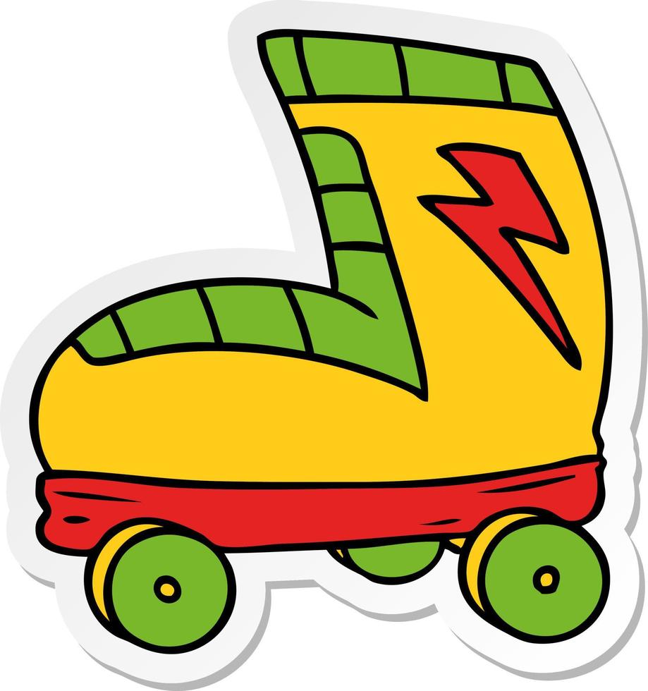 sticker cartoon doodle roller skate boot vector