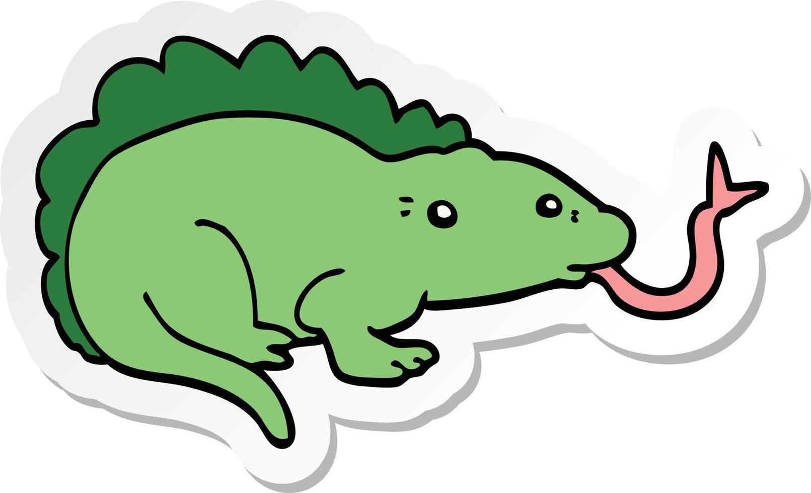 sticker of a cartoon lizard vector