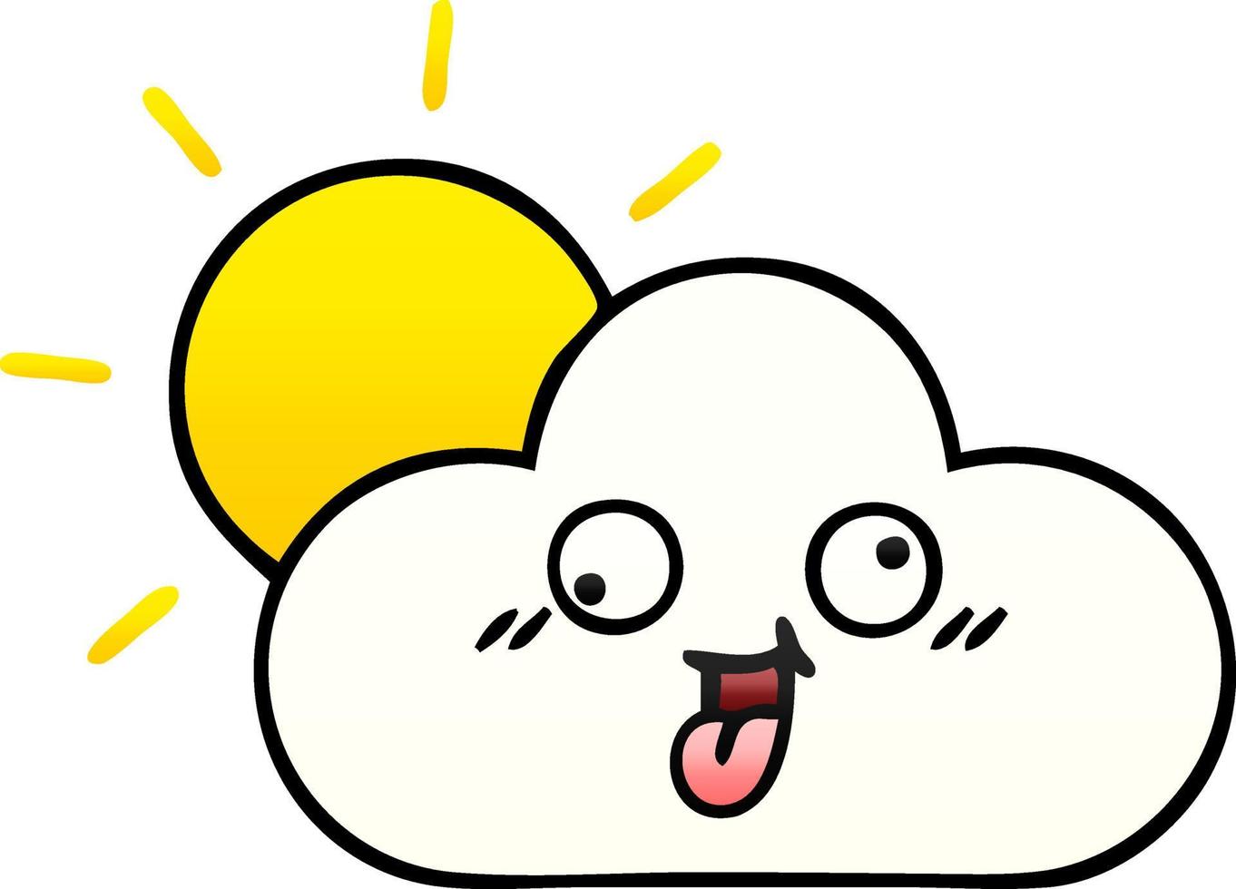 gradient shaded cartoon sun and cloud vector