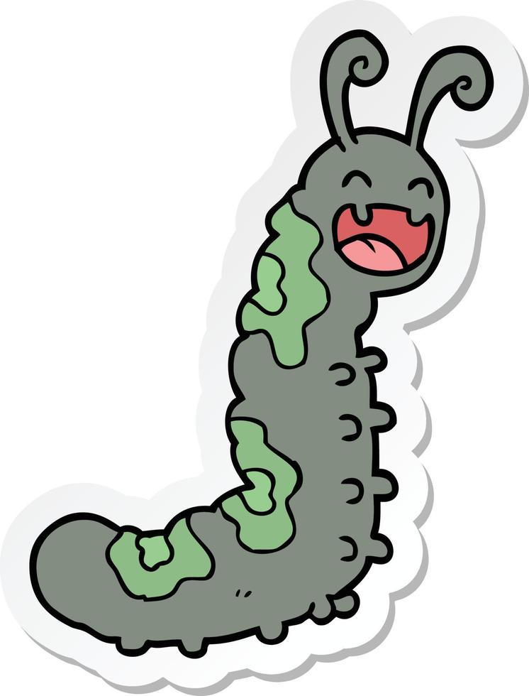 sticker of a funny cartoon caterpillar vector