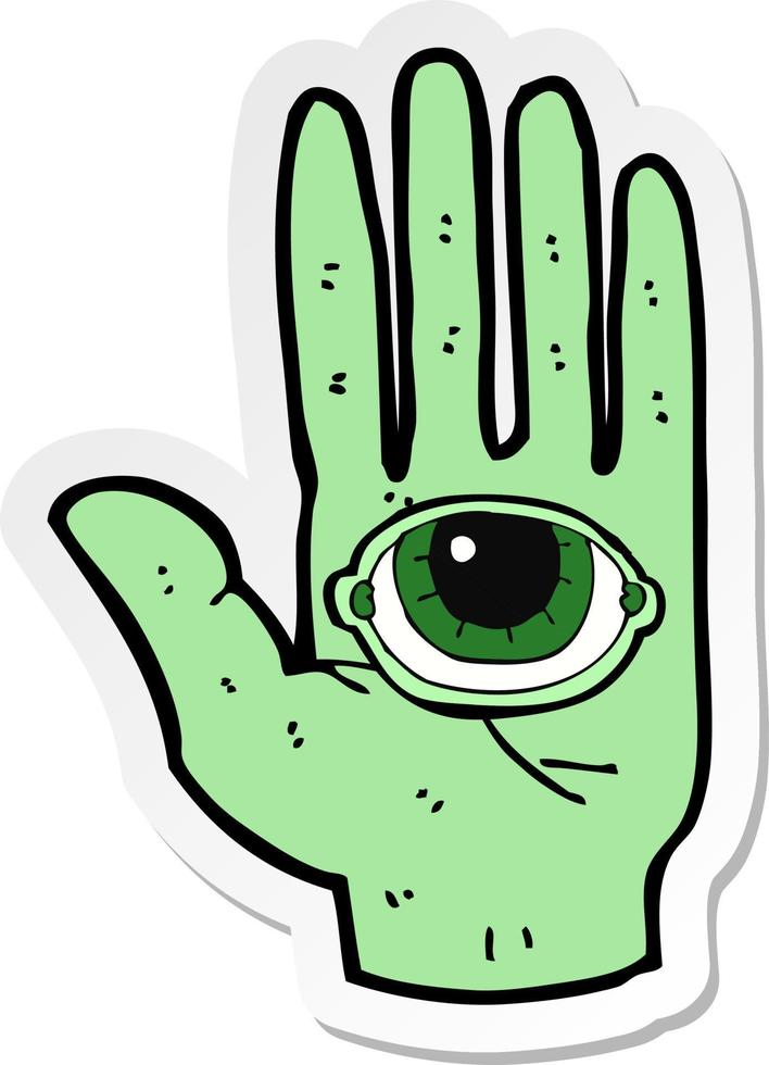 sticker of a cartoon spooky hand vector