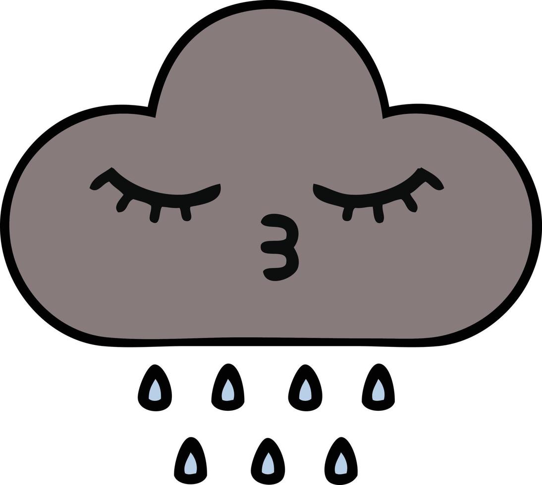 cute cartoon storm rain cloud vector