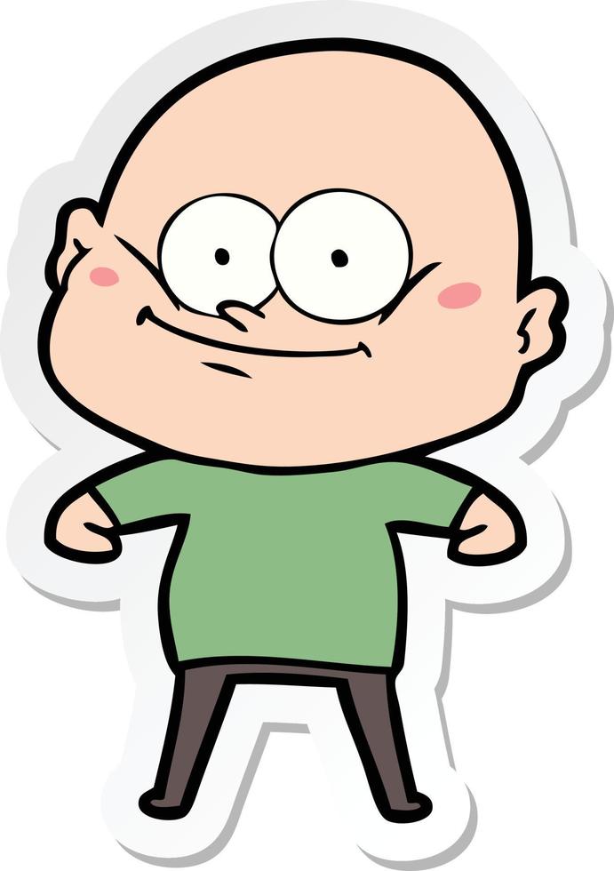 sticker of a cartoon bald man staring vector