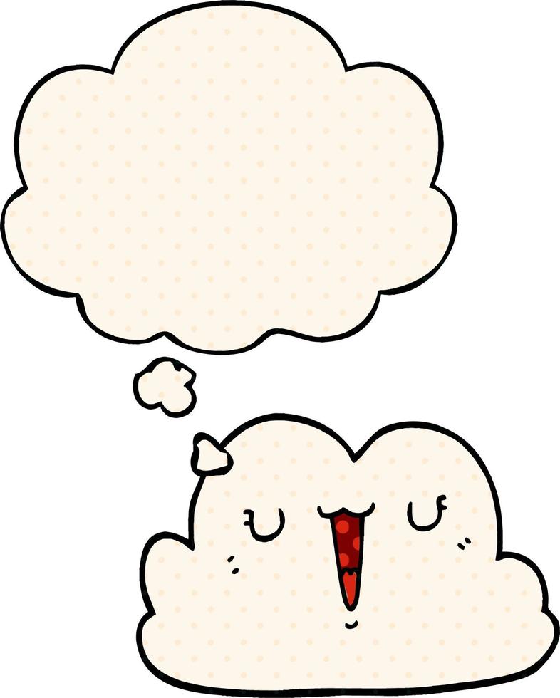 cute cartoon cloud and thought bubble in comic book style vector