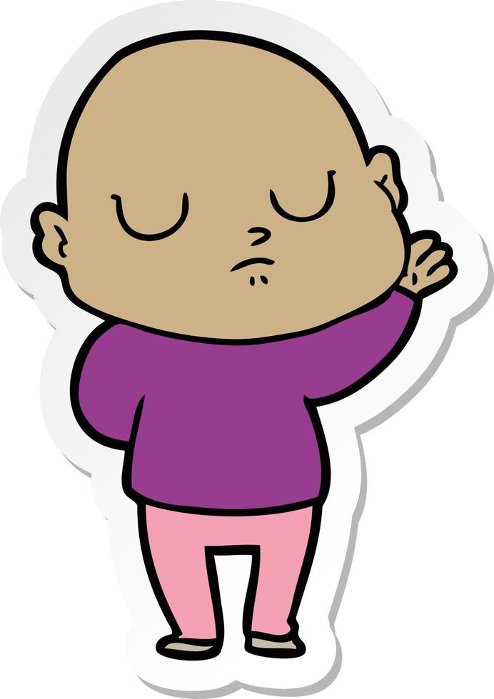 sticker of a cartoon bald man vector
