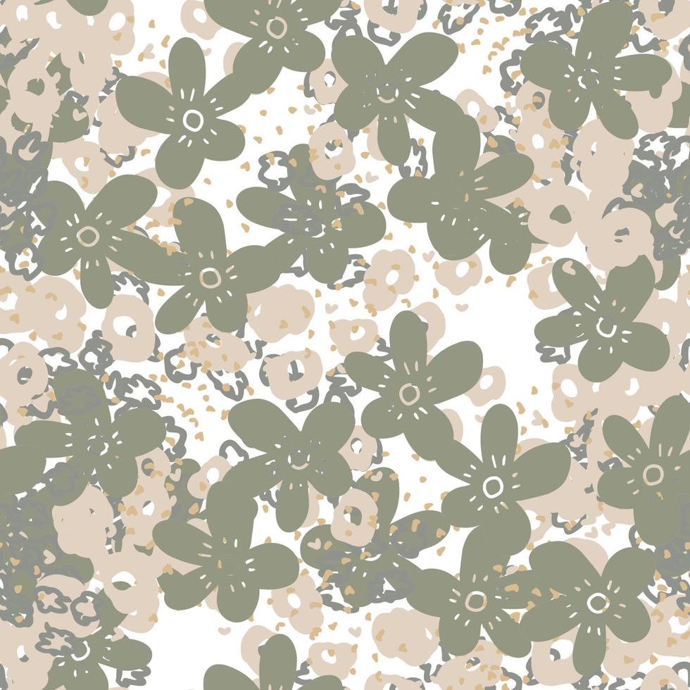 Fantasy messy freehand doodle floral shapes seamless pattern.  Infinity random abstract card, layout. Creative background. Textile, fabric, wrapping paper. vector